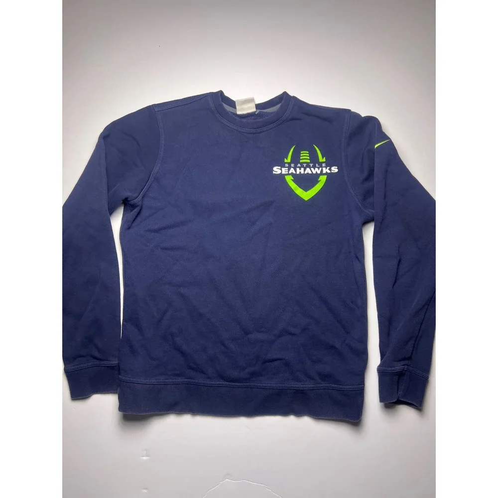 Nike Seattle Seahawks Sweatshirt Mens Medium Navy Blue NFL Crew Neck Pullover